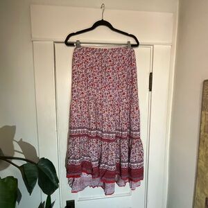 Knox Rose Red and White Floral Maxi Skirt